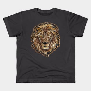 Embroidered Lion's Head Patch Design Kids T-Shirt